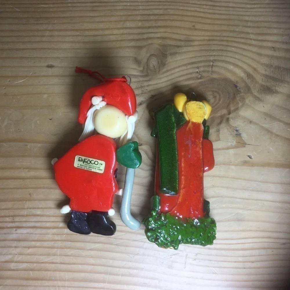 Christmas Santa golfer and golf bag ornaments